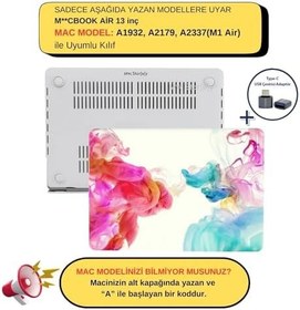 Resim McStorey MacBook Air 13 İnç Kılıf A2337 M1 A2179 A1932 Uyumlu Mat Sert Kapak UV Baskılı Modern Desenli Koruyucu Hard Case İnce Hafif Laptop Kılıfı Pembe 