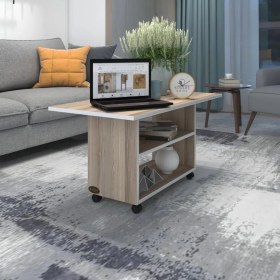 Resim Kenzlife orta salon sehpası atina crd 075*090*50 tekerlekli yemek masası 