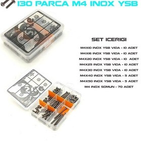 Resim 130 Parça M4 İnox YSB Vida ve Somun Seti 