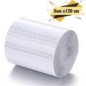 Resim Printhome Reflektif Fosforlu Şerit Bant 5cmx120cm Beyaz Petekli Reflektör 