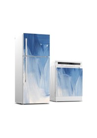 Resim Buzdolabı Ve Bulaşık Makinası Beyaz Eşya Sticker Kaplama Soyut Mavi Boyama 