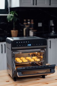 Resim Umie FR35 15L 2000W Paslanmaz Çelik LED Dijital Göstergeli Tepsili Oven Airfryer/Fritöz 