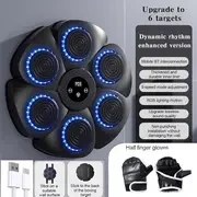 Resim Boks Eldivenleri, Egzersiz Ekipmanları, Etkileşimli Fitness ve Refleks Eğitimi Ekipmanları için Akıllı Müzik Boks Makinesi, Yetişkinler için Boks Makinesi Duvarı, Ev Egzersiz Boks Hedef Makinesi 