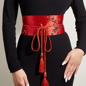 Resim Kadınlar için 1 adet Vintage Nakışlı Geniş Bel, Elbise için Tradisyonel Hanfu Stili Kumaş Bel, Plaj, Günlük, Gece için Dekoratif Cincher - Elde Yıkanabilir, Dokuma, Tüy Yok, Ortalama Boyut 