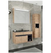 Resim NAPOLİ 85 CM SİYAH LAVABOLU BANYO DOLABI - DORADO/ANTRASİT(BOY DOLAP DAHİL ) 