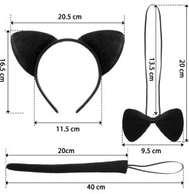 Resim Kedi Kostüm Taç Kuyruk Papyon Seti 1 Adet 