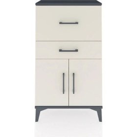 Resim Dienni Arges Komodin Tek Raflı 2 Çekmeceli 2 Kapaklı 60X30X106 Antrasit-Aytaşı 