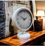 Resim Beyaz Metal Ofis Salon Otel Masa Saati 25*20 cm Y3 