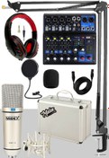 Resim Midex Mix Paket-4 Stüdyo Youtuber Podcast Kayıt Ekipman Seti Cx1 Mikrofon Mdx-06fxu Mixer 