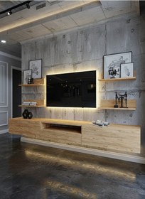 Resim Resital Ledli Duvara Monte Tv Sehpası - Çam - W6017-6 Çam 