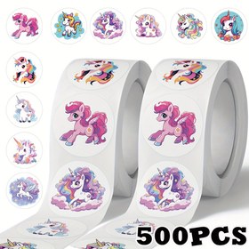 Resim 500 Unicorn Kıvırcık Sticker Scrapbook Mühürleme Çıkartmaları Laptop Telefon Kılıf Dekoratif Etiketler Hediye 