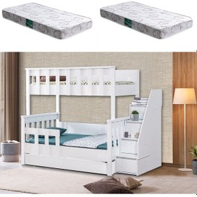 Resim Diva Mdf Profil Ayrılabilir 3'Lü Ranza + 2 Adet Yatak 