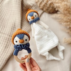 Resim Amigurumi Müslin Uyku Arkadaşı Penguen - Çıngırak 
