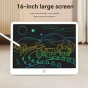Resim 16 İnç Büyük LCD Yazı Tahtası ve Silinebilir Elektronik Karalama Tahtası - Gençler ve Yetişkinler için Taşınabilir Çizim Pedi, Ev, Ofis, Okul için Mükemmel - İdeal Tatil Hediyesi, Okul Malzemeleri, Beyaz PVC Malzeme, Pil ile Çalışır (Şarj Edilemez) 
