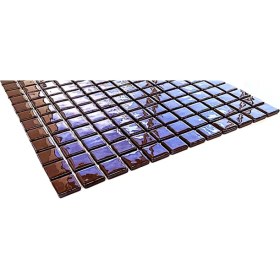 Resim MozaiKristaL Mutfak Tezgah Arası, Havuz, Banyo, Sauna, Spa, Iç , Dış, Zemin, Duvar, Kaplama ve Dekorasyon Uygulamalarında Tüm Yüzeyler Için, 25X25MM. Çikolata Kahvesi, 31.5X31.5CM. Fileli Cam Mozak. 