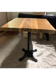 Resim Cafe Masa Ahşap Kütük Masa Aslan Ayak Kare 80x80 Ceviz 