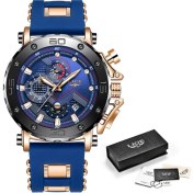 Resim Hanyang Kauçuk Mavi 2023 Lıge Lüks Erkek Saatler Orijinal Kılıf Büyük Kadran Izle Erkekler Iş Kol Saati Spor Izle Erkekler Için Relogio Masculino + Kutu (Yurt Dışından) 