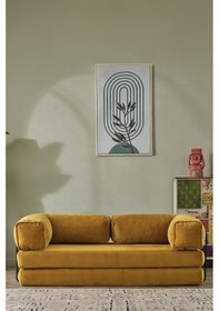 Resim Dekoport Relax Kanepe Dinlenme Koltuğu Puffy Kanepe Yatak Olabilen Açılır Aktivite Koltuğu Hardal 