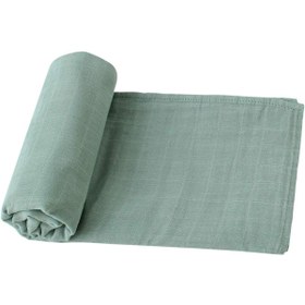 Resim Tinybabyconcept Soft Organik % 100 Pamuk Tek Kat Müslin Kundak Örtüsü Bebek Batteniyesi Mint Renk 110x110 Cm 