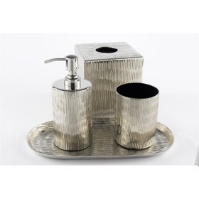 Resim Mikasa Moor Cali Gümüş Tepsili Banyo Seti 30x15x20 Cm Metal 