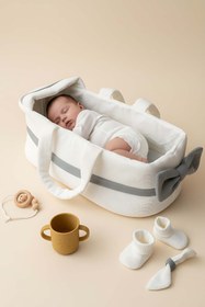 Resim Bow Gri Kurdele Bebek Taşıma Çantası 