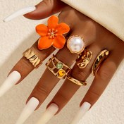 Resim 6'lı Set Şık ve Benzersiz Metal Çiçek Yüzükler, Yapay İnciler ve Geometrik Açık Tasarımlar İçerir. Bu Takı Seti, Partiler ve Toplantılar İçin Mükemmeldir ve Arkadaşlarınız İçin İdeal Bir Tatil Hediyesidir. Her Mevsime Uygun Çok Yönlü Bir Aksesuardır. 