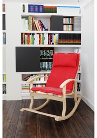 Resim Mobildecoaş Mobildeco Padişah Ahşap Sallanan Sandalye Kırmızı - Doğal Kırmızı 