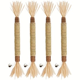 Resim 4 Adet Doğal Gümüş Asma Kedi Oyuncağı Çubukları, Yavru Kediler ve Kediler İçin Dayanıklı Çiğneme Oyuncakları, Matatabi Diş Bakımı, Diş Temizleme Oyun Seti, Evcil Hayvan Malzemeleri 