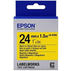 Resim Epson LK-6YB2 Mıknatıslı Sarı Üzeri Siyah 24mm 9Metre Etiket 