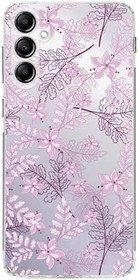 Resim PrintiFy Samsung Galaxy A15 Kamera Korumalı Kapak Floral Pudra Tasarımlı Şeffaf Kılıf 
