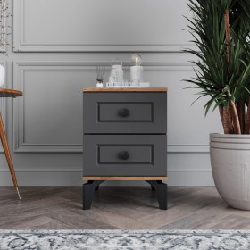 Resim Monzio Panjur 2 Çekmeceli Komodin Tamamı Mdf (Antrasit) 