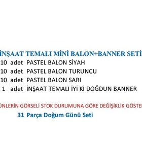 Resim İnşaat Temalı Mini Balon + Banner Seti 