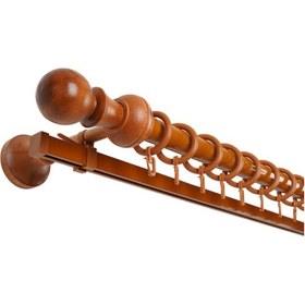 Resim Meyra Demonte Başlıklı Ahşap Rustik Perde Askısı - Tek Raylı -meşe 250 Cm Meşe 