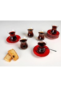 Resim Porland Seasons Kırmızı 12 Parça 6 Kişilik Çay Takımı Kırmızı 