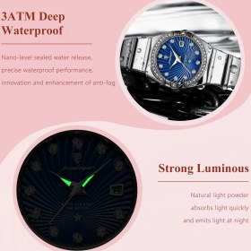 Resim Poedagar Lüks Trendy Bayan Izle Aydınlık Su Geçirmez Paslanmaz Gümüş 