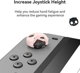 Resim GeekShare Sevimli Silikon Cadılar Bayramı Joycon Başparmak Kavrama Başlıkları, Nintendo Switch/OLED/Switch Lite ile Uyumlu Joystick Kapak, 4 ADET - Pembe Kafatası 