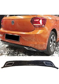 Resim Vw Polo Mk6 Sport Difüzör Parlak Siyah Egzoz Görünüm 2018 2019 2020 Arka-bodykit-ek-karlık 