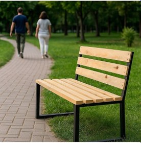Resim Metal Ayaklı Ahşap Bank Yeşil 