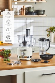 Resim Empressco Retro stil mutfak robotu, krem renk, çok fonksiyonlu, şık ve kullanışlı tasarım 