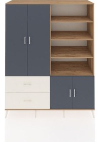 Resim Kronos Gardrop 7 Raflı 2 Çekmeceli Tek Askılı 176x59x221 Çam-antrasit/aytaşı Antrasit/aytaşı 