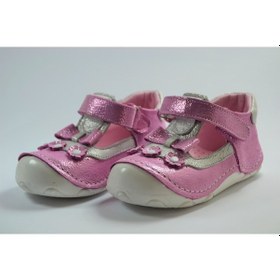 Resim Ozgencshoes Bayrak Pudra Simli Deri Ortopedik Ilkadım Kız Bebek Ayakkabı Pudra 