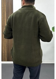 Resim Edwox Erkek Slim Fit Fermuarlı Hırka Yeşil Edw434 Yeşil 