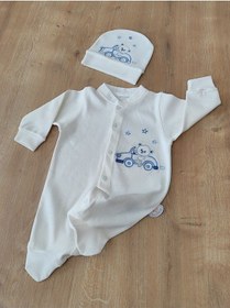 Resim Tomuycuk 20'li Erkek Bebek Hastane Çıkışı Havlu %100 Pamuklu Ayıcık Nakışlı Hediyelik Mevsimlik Yenidoğan Ekru 