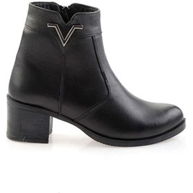 Resim Siyah Hakiki Deri Kadın Bot & Bootie K02286701303 Siyah 