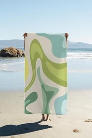 Resim Dijital Baskı Plaj Deniz Havlusu Soyut Desenli Peştamal HVL0193 