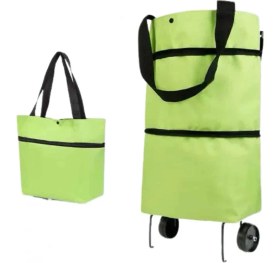 Resim Marsilyan Pazar Arabası ve Alışveriş Çantası Çift Yönlü Kolay Tekerlekli Taşınabilir 