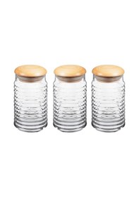 Resim Paşabahçe 43173 Babylon Ahşap Kapaklı Cam Kavanoz 1125cc 3 Lü 