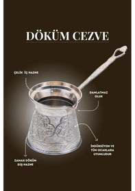 Resim Ayvalı Desenli Döküm Cezve 6 Kişilik İndüksiyon Uyumlu 540 Ml Nikel 6016 