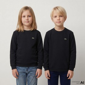 Resim Lacoste Çocuk Bisiklet Yaka Siyah Sweatshirt 