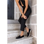 Resim Angelina Jones Furry Kadin Siyah Gercek Suet Ayakkabi 